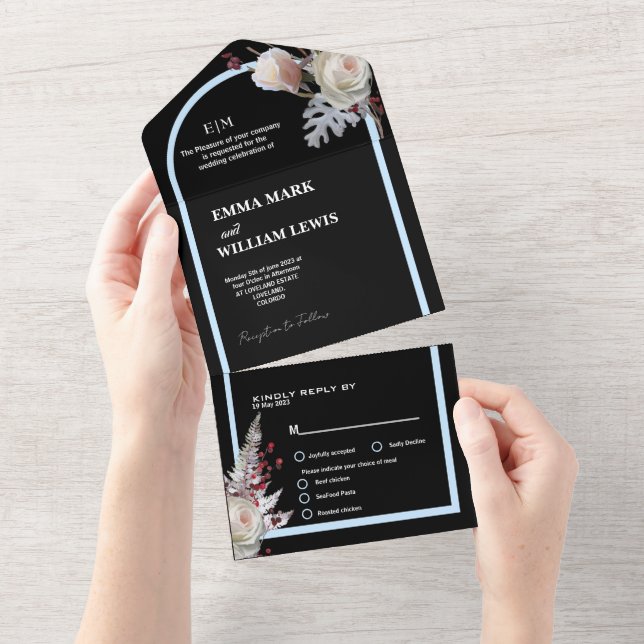 Casamento preto elegante floral (Aba destacável)