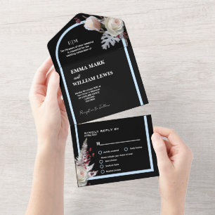 Casamento preto elegante floral