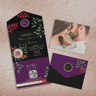 Casamento Preto Floral Elegante Sombrio