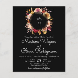 Casamento Preto Floral Romântico Queda do Orçament