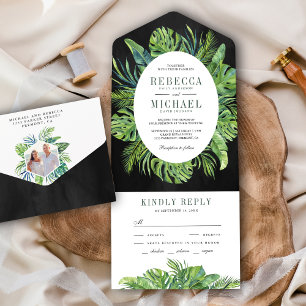 Casamento Preto Folhas de Palmeira Tropical Modern