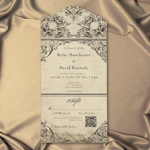 Casamento Preto Pergaminho Vintage Até a Morte QR