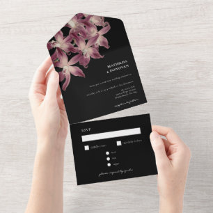 Casamento Preto Púrpura da Orquídea Floral Elega