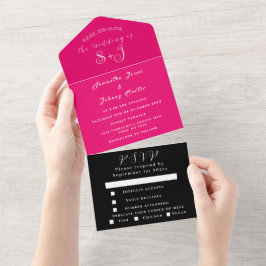 Casamento preto-rosa-quente magenta magenta simple
