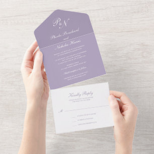 Casamento Púrpura Púrpura Elegante Simples Monogra