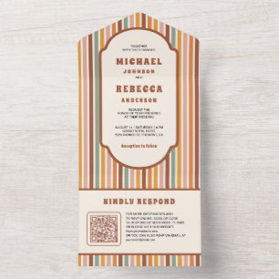 Casamento QR Code Listras Coloridas Retro dos Anos