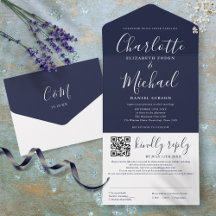 Casamento QR Code Moderno Elegante Azul Marinho