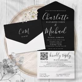 Casamento QR Code Moderno Preto e Branco