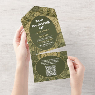Casamento QR CodeVintage Floral Art Nouveau