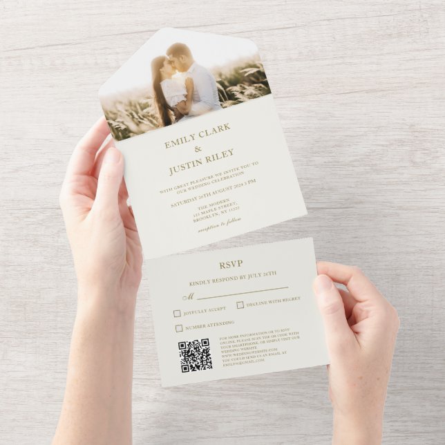 Casamento QRCode do Monograma Dourado Clássico Ele (Tearaway)
