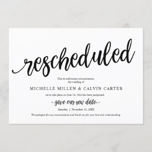 Casamento Reagendado, Preto, Cartão de Anúncio