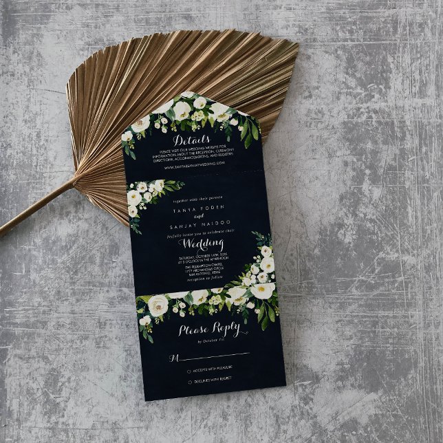 Casamento Real Azul Verde Floral Branco (Criador carregado)