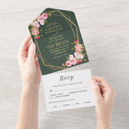 Casamento Real Verde Geométrico Escamudo Rosa