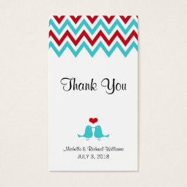 Casamento Red e Aqua Chevron & Lovebird Modern