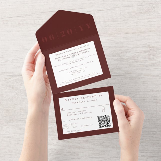 Casamento Red Minimalist Bold Type (Aba destacável)