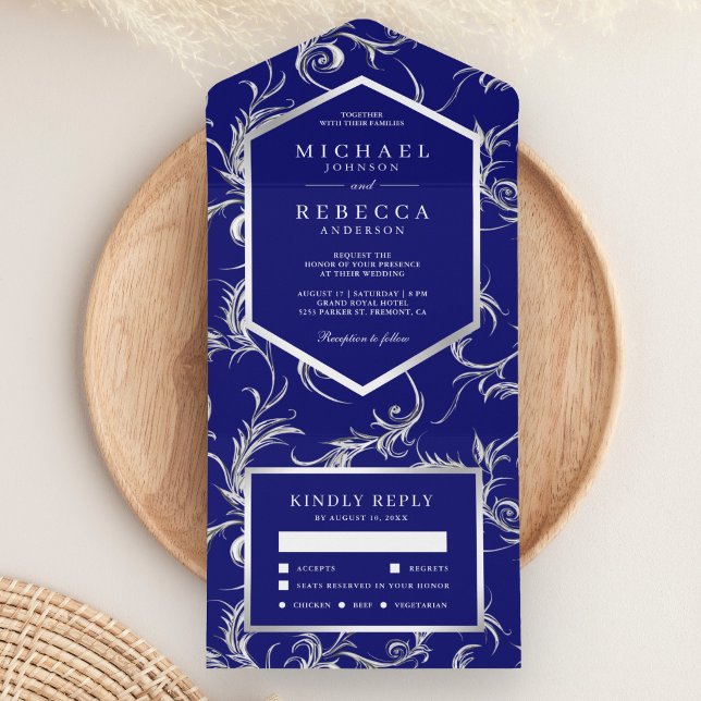 Casamento Redemoinho de Folha de Prata Azul Real (Criador carregado)