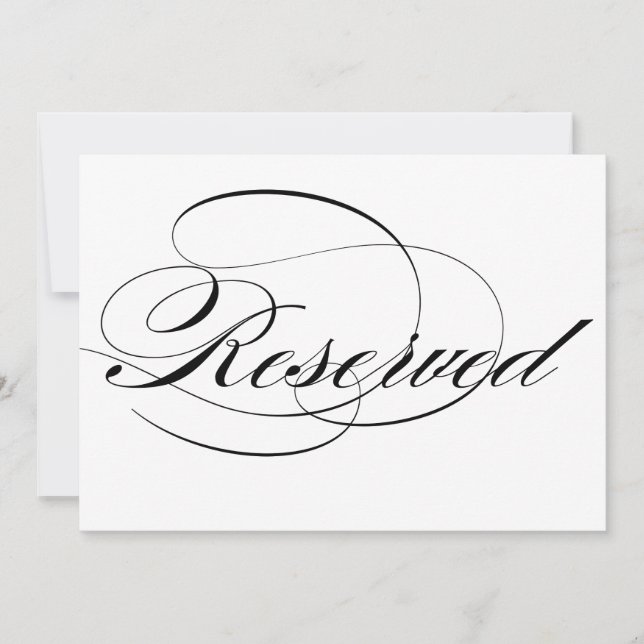 Casamento Reservado com Letra de Caligrafia Preta  (Frente)