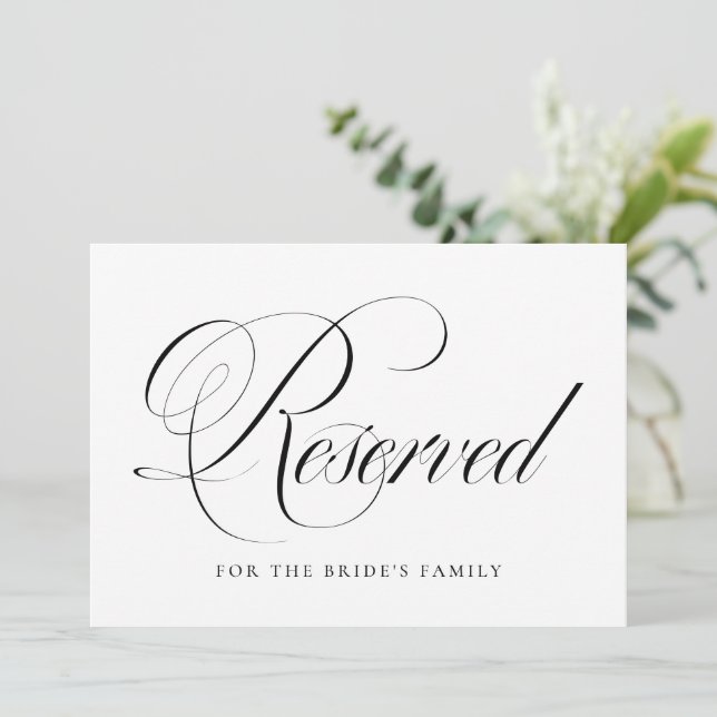 Casamento Reservado de Script Flourish Preto (Em pé/Frente)