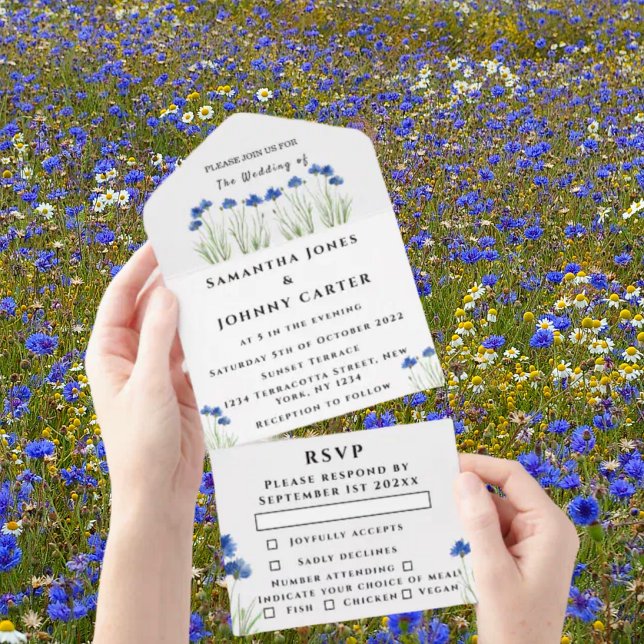 Casamento respiratório Rustic Floral Cornflower Ba (Criador carregado)