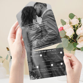 Casamento Romântico de Monograma de Foto Branca e 
