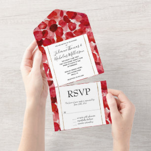 Casamento Romântico de Petais de Rosa vermelha