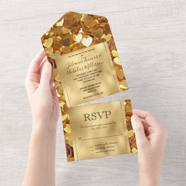 Casamento Romântico Dourado de Glam Hearts (Aba destacável)