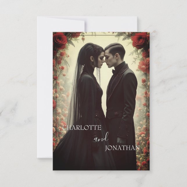 Casamento Romântico na Elegância Preta (Frente)