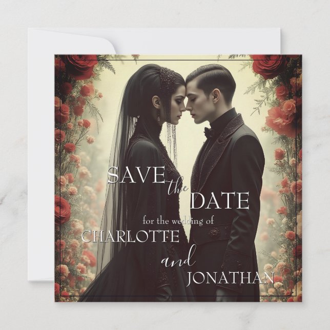 Casamento Romântico na Elegância Preta (Frente)