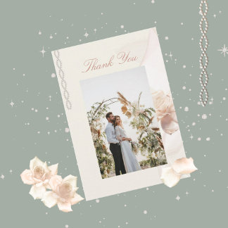 Casamento Romântico Rosa Obrigado Cartões