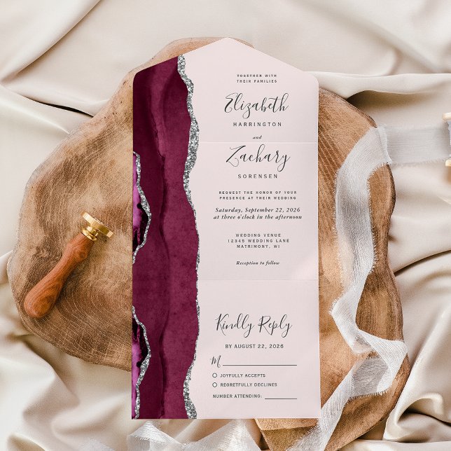 Casamento Rosa Bege Ágata Prata Borgonha (Criador carregado)