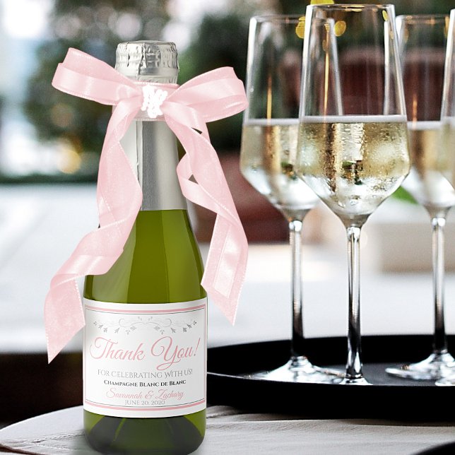 Casamento Rosa E Cinza Obrigado Mini Garrafa (Criador carregado)