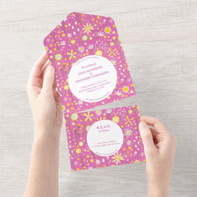 Casamento Rosa Floral Moderno (Tearaway)