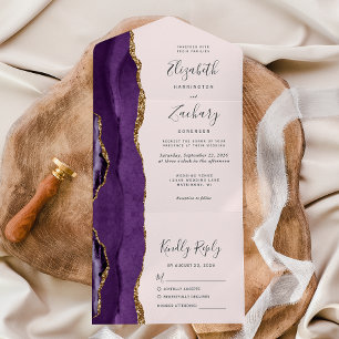 Casamento Rosa Púrpura e Dourado de Agate Blush