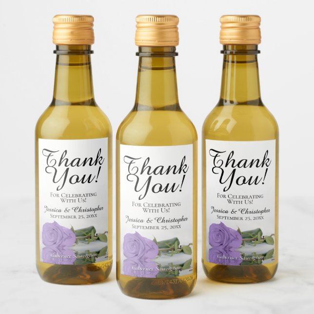 Casamento Rosa Roxo lavanda Obrigado Mini (Garrafas)