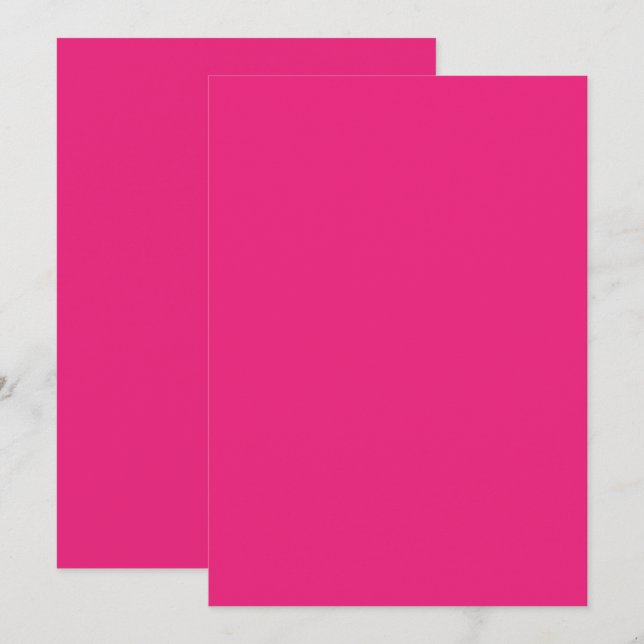 Casamento Rosa Vibrante | Convite de Cor Sólida e  (Frente/Verso)