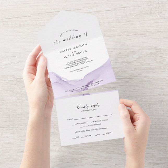 Casamento Roxo Aquarela Moderna (Tearaway)