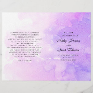 Casamento roxo da aguarela. Programa da lavanda