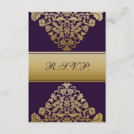 Casamento roxo de ouro elegante RSVP Padrão 3.5 x