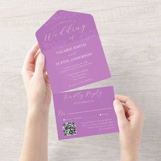Casamento Roxo De Ramificação Mínimo Tudo Em Um Co (Aba destacável)