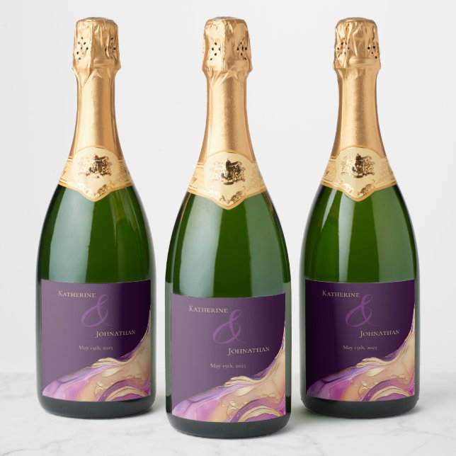 Casamento Roxo e Dourado Moderno (Garrafas)