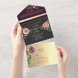 Casamento Roxo Preto Floral Temperamental