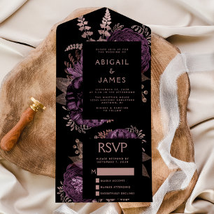 Casamento Roxo Rosa Dourada Floral Escuro Temperam