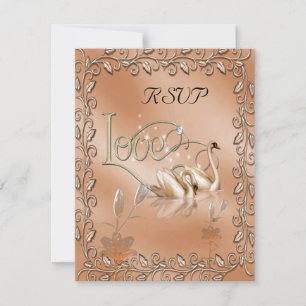 Casamento Rsvp Amor Cisnes Floral
