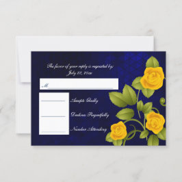 Casamento RSVP Azul Escuro e Rosa Amarelo