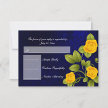 Casamento RSVP Azul Escuro e Rosa Amarelo