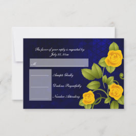 Casamento RSVP Azul Escuro e Rosa Amarelo