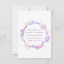 Casamento RSVP Boho feather Rubor tribal