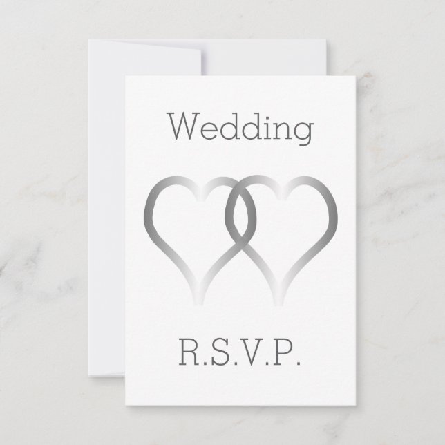 Casamento RSVP Card Silver Hearts (Frente)