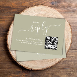 Casamento RSVP Código QR Elegante Sage Green
