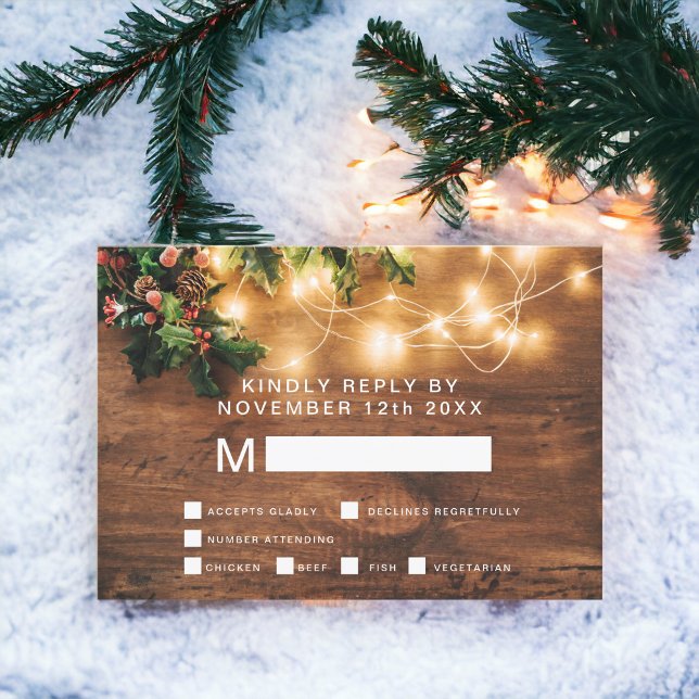 Casamento Rsvp com condecoração russa do país de N (Rustic Christmas country mistletoe rsvp wedding)